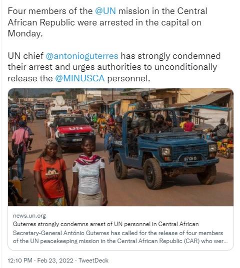 Central African Republic appears to be getting a bit uppity.