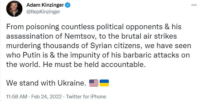 Supporter of terrorists in Syria, lame duck Kinzinger now supports Nazimaidans of Ukraine.