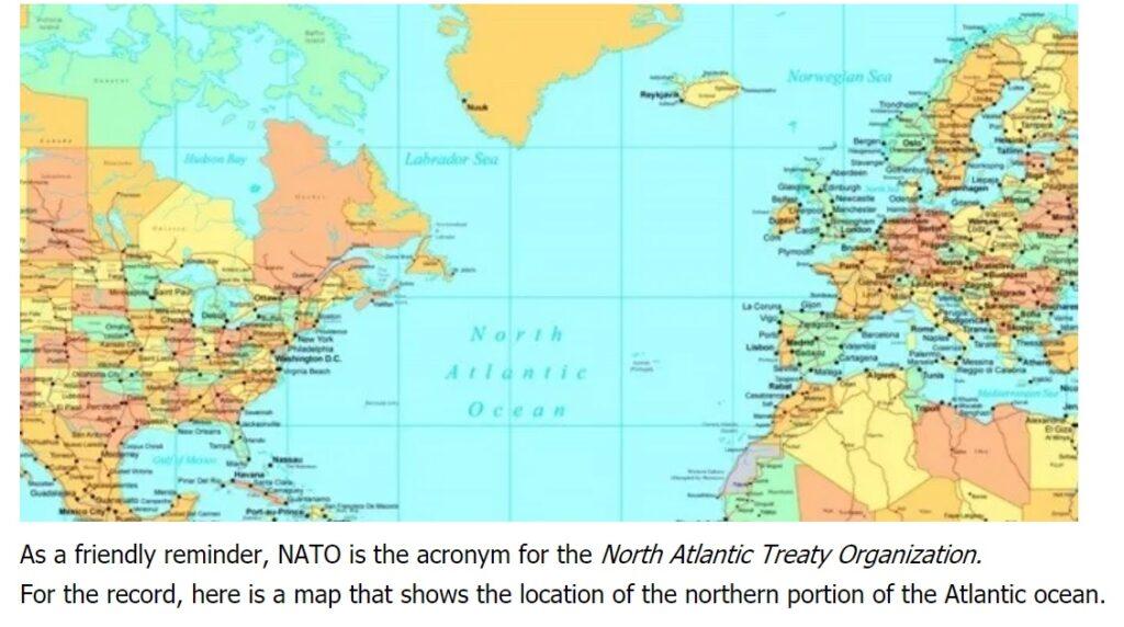 This map of the North Atlantic shows the original geography of NATO.
