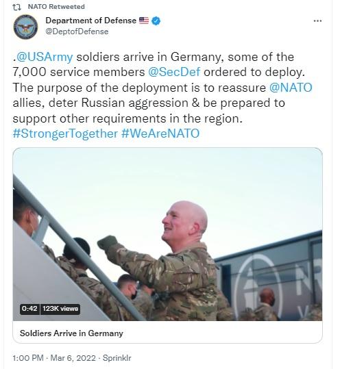 US taxes at work, shipping soldiers to Germany because NATO is worried about Ukraine.