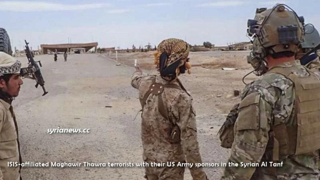 ISIS-affiliated Maghawir Thawra terrorists with their US Army sponsors in the Syrian Al Tanf مغاوير الثورة من داعش مع الجيش الأمريكي في منطقة التنف السورية
