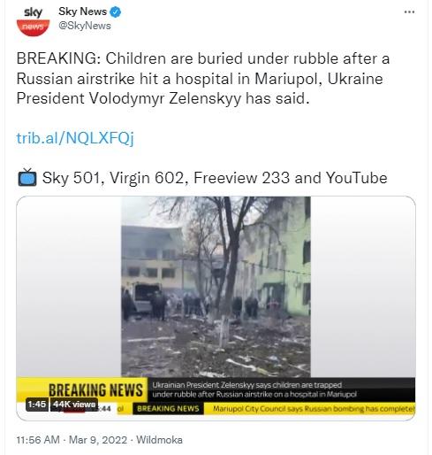 Aerial bombing leaves building intact in Mariupol, DPR, which is not Ukraine.