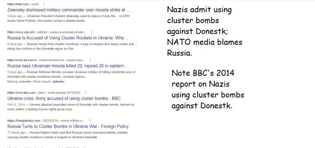 Cluster bombs & NATO propaganda on Ukraine.