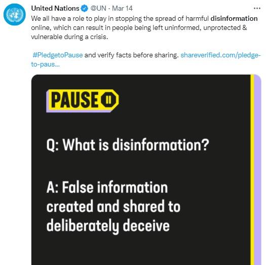 NATO UN wants us to reflect on disinformation (related to Ukraine?)