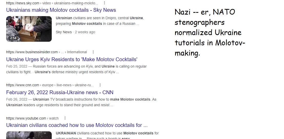 Nazis of Ukraine called on human beings to learn how to make molotovs.