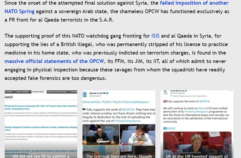 OPCW & UNSC coven pimp for NATO & al Qaeda against Syria.