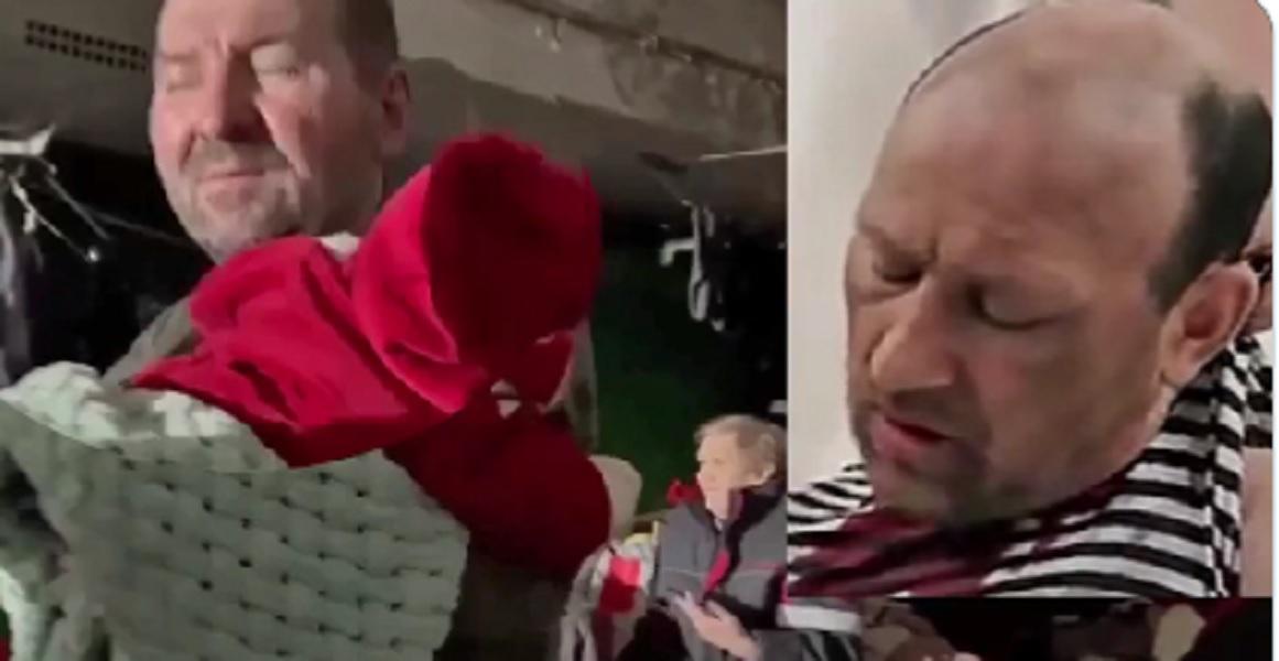 Literal actor filmed in Kiev Ukraine turns up in Mariupol, DPR, carrying someone's baby.