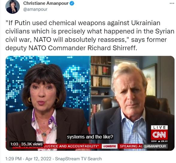 Amanpour recycles her uncorroborated chemical weapons in Syria story to Ukraine.