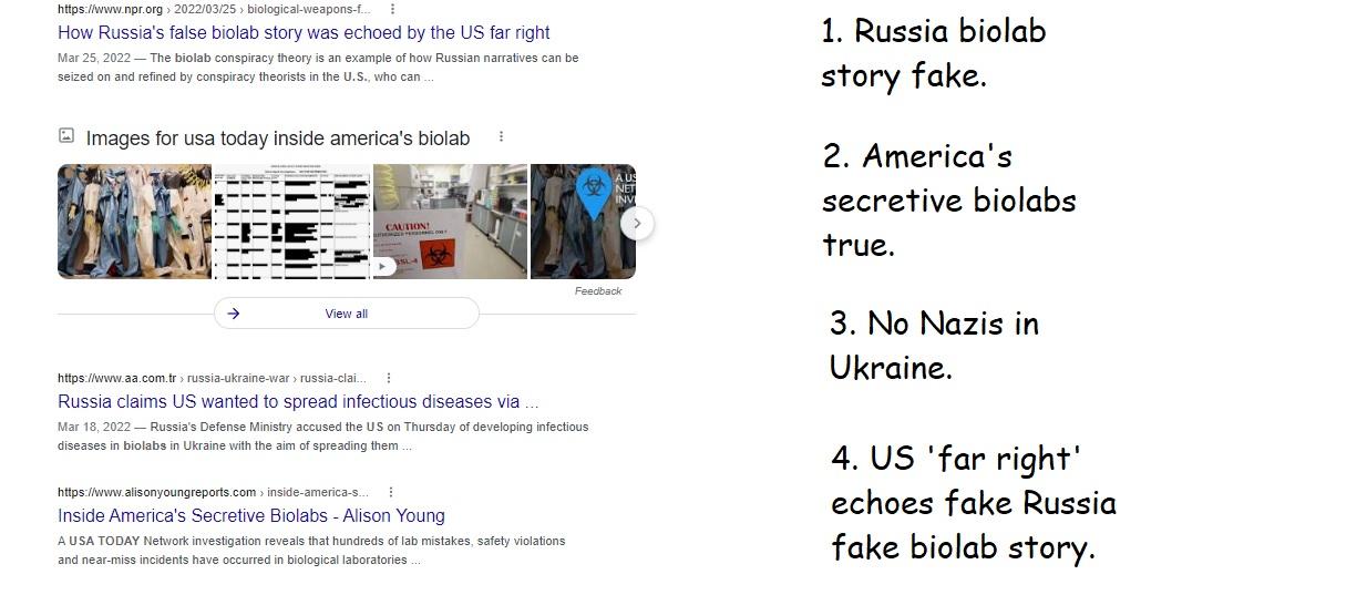 Nunn-Lugar said there were ''bio weapons'' in Ukraine. USA Today said there were bio labs in America.