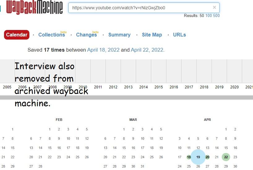 The WayBack archive has also removed the interview of the British merc in Ukraine.