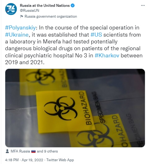 Russia continues to report on Ukraine biolabs.