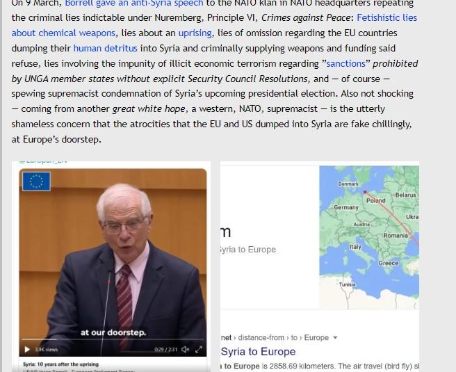 Anti-Syria propagandist & EU diplomat Josep Borrell will travel to Ukraine.
