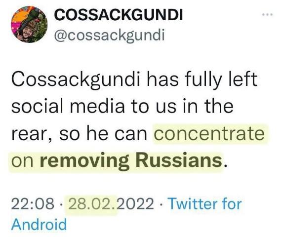 British operative in Ukraine turned over his social media accounts to focus on removal of Russians.