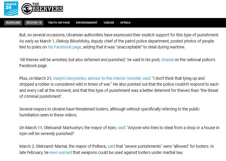 NATO-affiliated France24 legitimizes Nazi atrocities in Ukraine by citing a lying cop.
