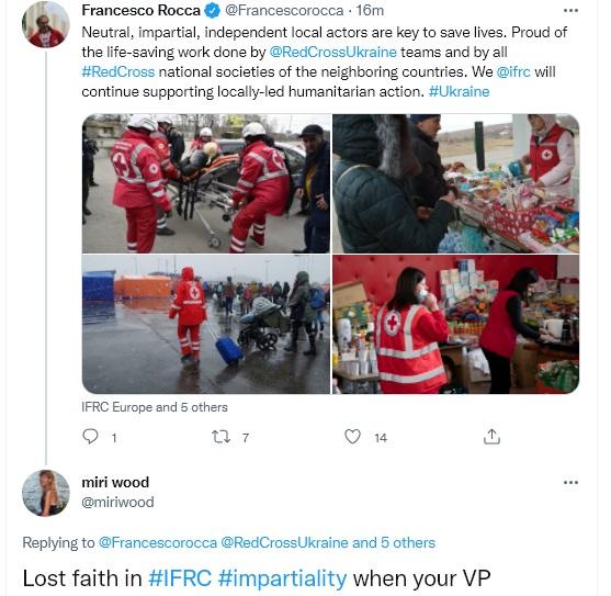 IFRC not best suited for speaking of impartiality in Ukraine.