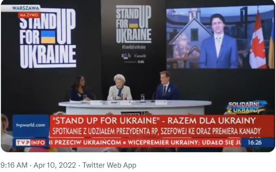Trudeau co-emcee of ''Stand Up With Ukraine'' Global Citizen fundraiser.