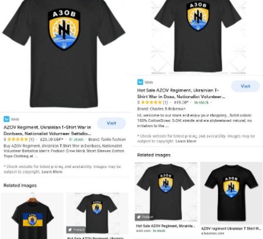 Nazi tee-shirts to show support of Ukraine Nazis.