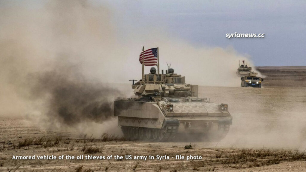 Biden forces oil thieves of the US army armored vehicle in Syria - file photo - عربة مدرعة تابعة لقوات بايدن لصوص النفط والقمح السوري في سورية