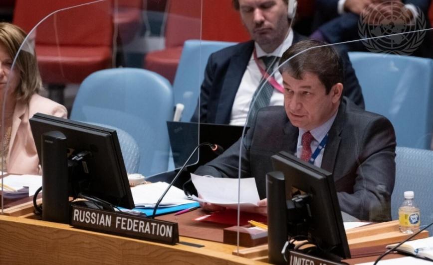 Russian Federation First Deputy Dmitry Polyanskiy addresses UNSC.
