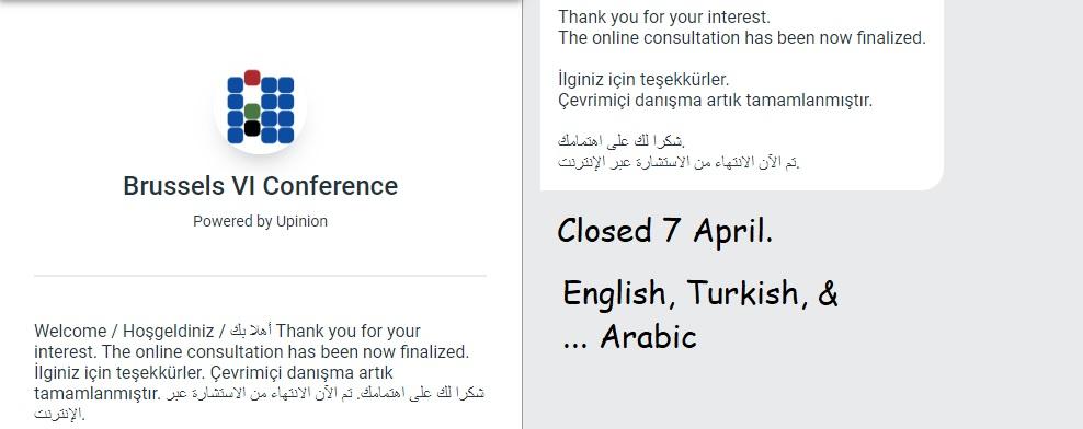 This year's Syria-less Brussels VI Syria meeting allowed 'civil society' to send in questions.
