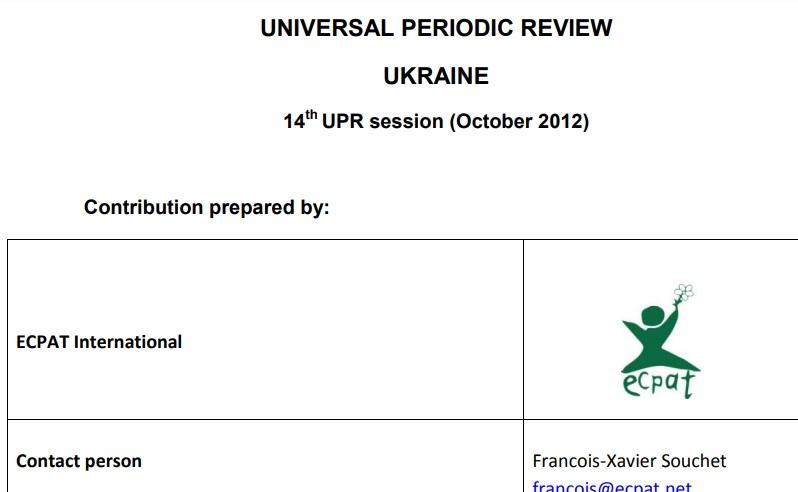 Ukraine review on the protection of children from sexual exploitation.