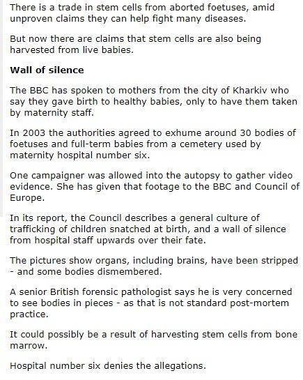 ''Ukraine has become the self-styled stem cell capital of the world." -- BBC