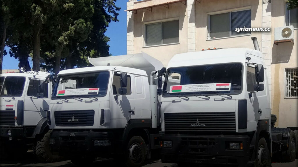 Belarus gifts Syria six MAZ transport trucks - humanitarian aid بيلاروس تهدي سورية 6 شاحنات ماز مساعدات انسانية