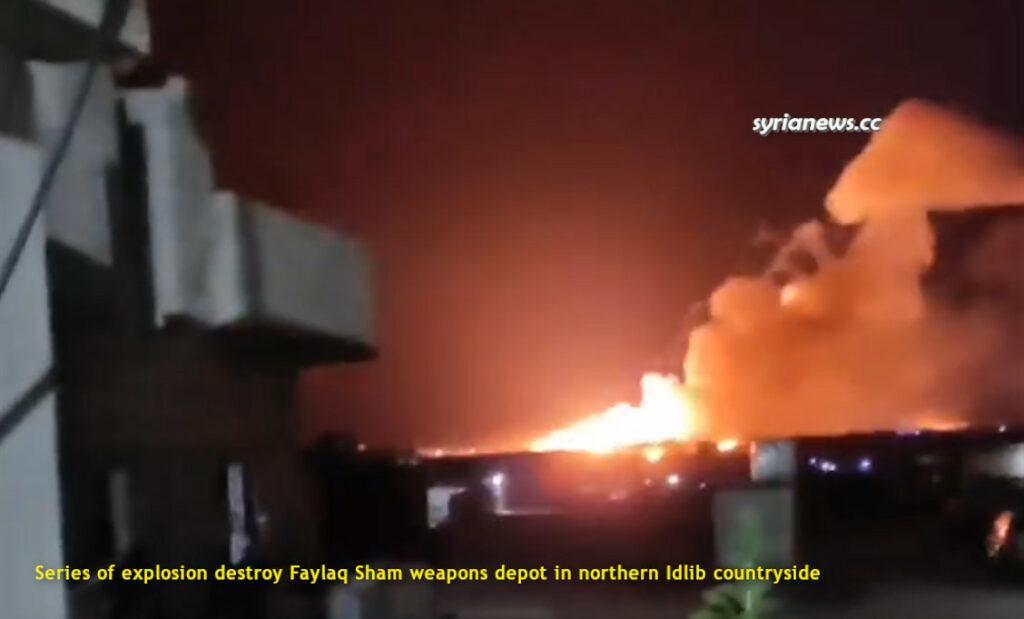 Series of explosion destroy Faylaq Sham weapons depot in Babsqa in northern Idlib countryside - انفجار مستودع أسلحة لفيلق الشام في بابسقا ادلب