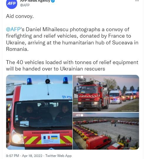 Despite Griffiths' numbers on humanitarian goods sent to Ukraine, this remains a lonely report on such aid.