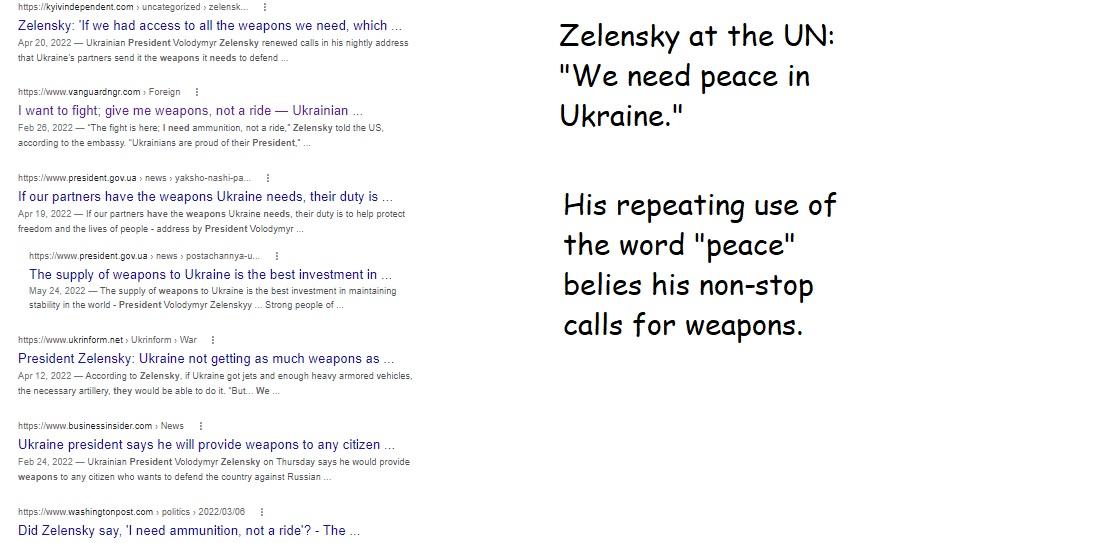 Addressing the SC, Zelensky's call for "peace" in Ukraine was a counterpoint to his ongoing demands for weapons.