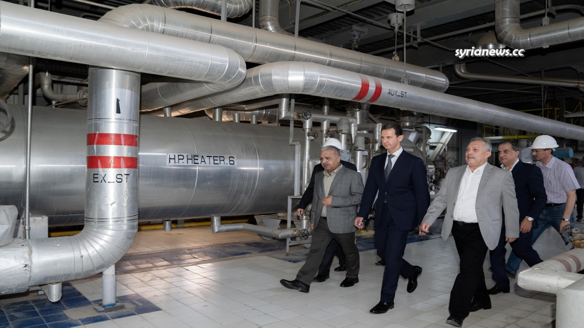 President Assad Tours Newly Reconstructed Aleppo Thermal Power Station الرئيس بشار الأسد يشارك بإعادة تشغيل المحطة الكهربائية في حلب