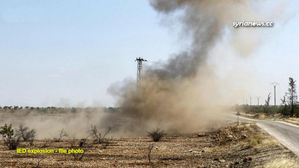 IED improvised explosive device explosion in Syria - file photo انفجار عبوة ناسفة في سورية