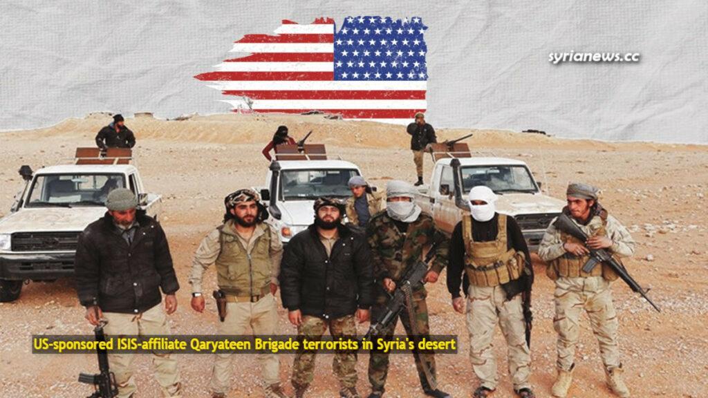 US-sponsored ISIS affiliate Qaryateen Brigade terrorists in Syrian desert - Homs - مقاتلين من فرقة لواء القريتيني التابع لداعش في البادية السورية