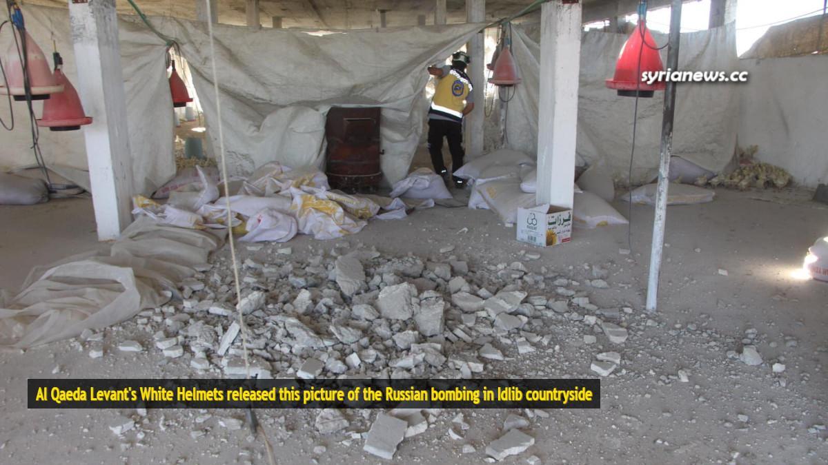 Al Qaeda Levant's White Helmets released this picture of the Russian bombing