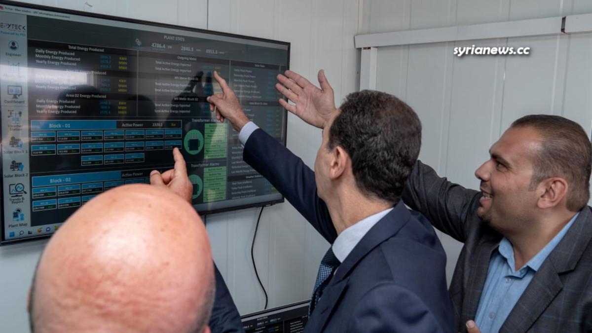 Syrian President Bashar Assad Inaugurates photovoltaic power project in Adra Industrial City