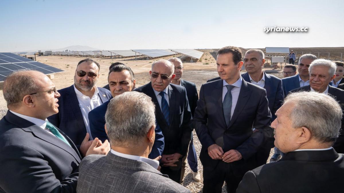 Syrian President Bashar Assad Inaugurates photovoltaic power project in Adra Industrial City