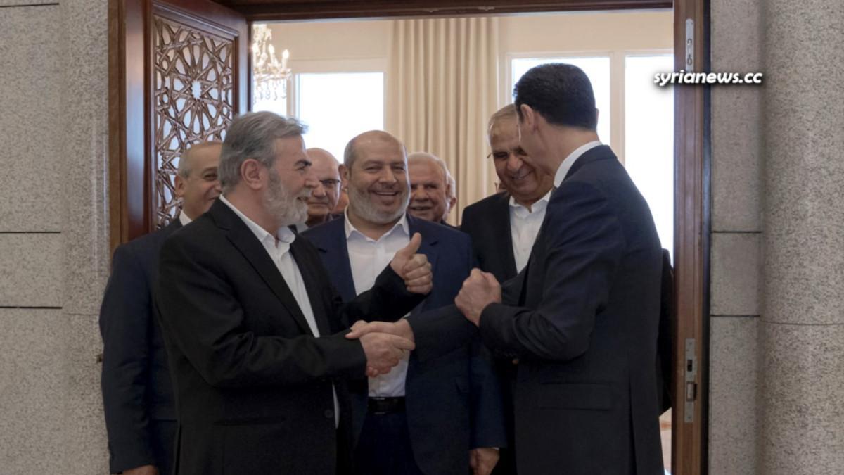 Syrian President Bashar Receives Palestinian factions delegation including Hamas - الرئيس السوري بشار اﻷسد يستقبل وفد الفصائل الفلسطينية من بينهم حماس