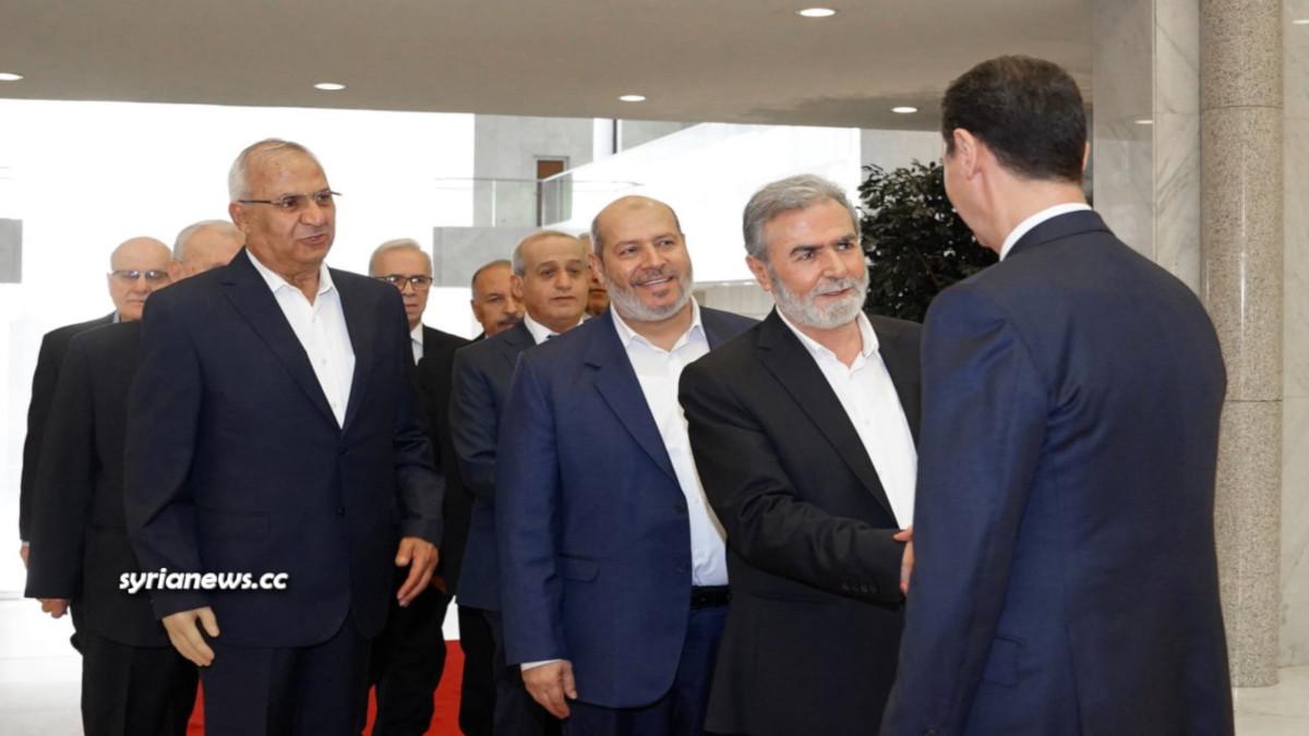 Syrian President Bashar Receives Palestinian factions delegation including Hamas - الرئيس السوري بشار اﻷسد يستقبل وفد الفصائل الفلسطينية من بينهم حماس