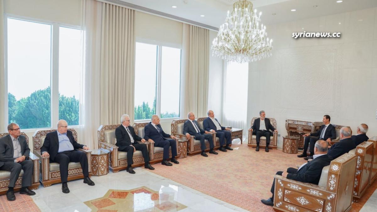 Syrian President Bashar Receives Palestinian factions delegation including Hamas - الرئيس السوري بشار اﻷسد يستقبل وفد الفصائل الفلسطينية من بينهم حماس
