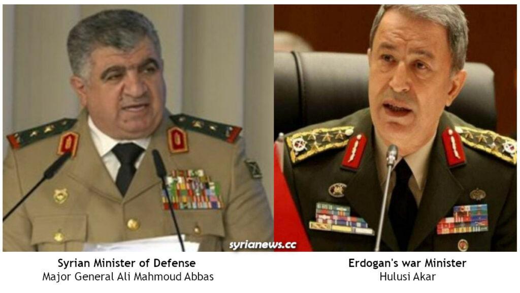 Syrian Minister of Defense Major General Ali Mahmoud Abbas meets in Moscow Turkish minister Hulusi Akar