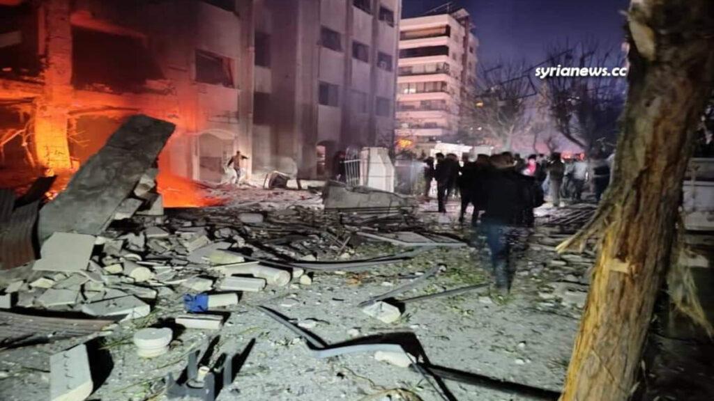 Israel bombs Damascus residential district اسرائيل تقصف حي كفرسوسة السكني بدمشق