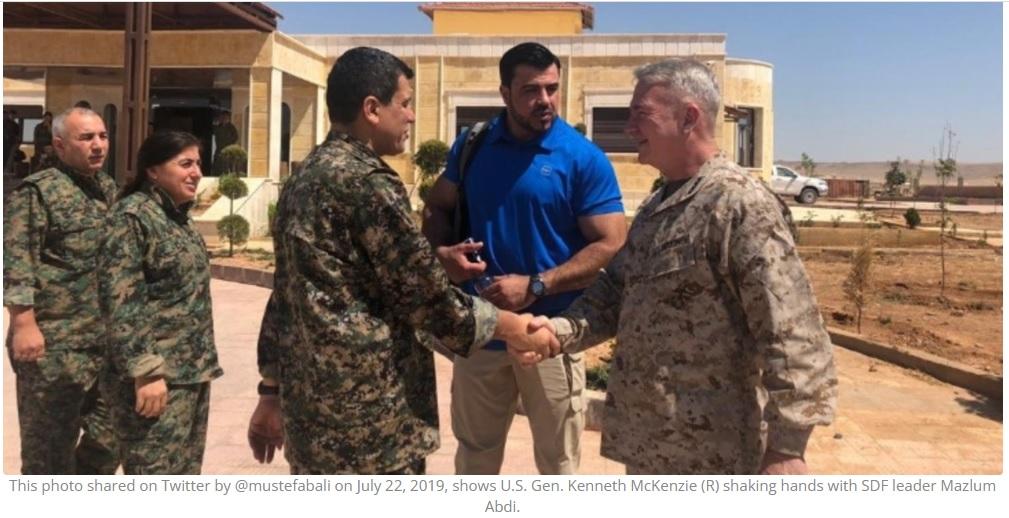 US military criminals with their SDF terrorists, working on a new Sykes-Picot against Syria. Much of Congress approves.