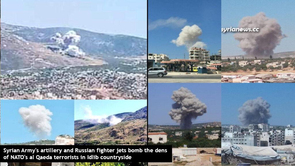 Syrian Army and Russian Air force bomb al Qaeda posts in Idlib