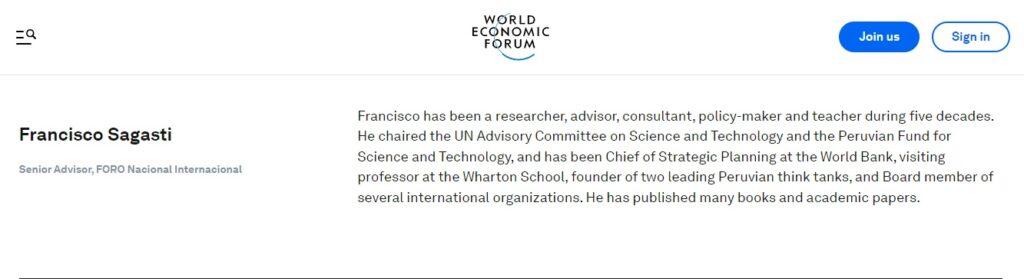Peru interim president Sagasti, who halted ivermectin is an advisor to the World Economic Forum.