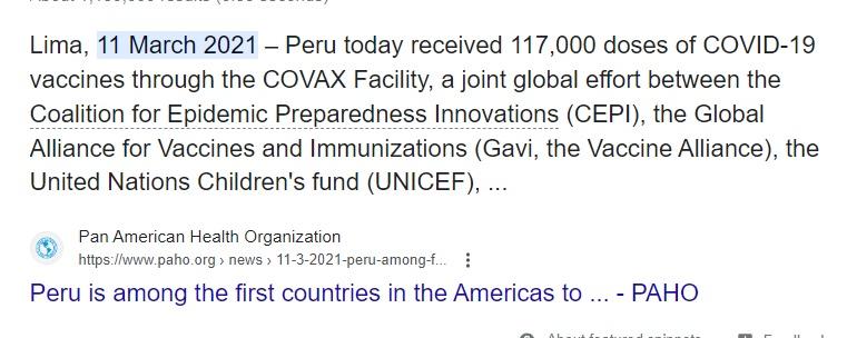 Three months and ten days after Sagasti cut off ivermectin, Peru became one of the first South American countries to receive Pfizer experimentals. 