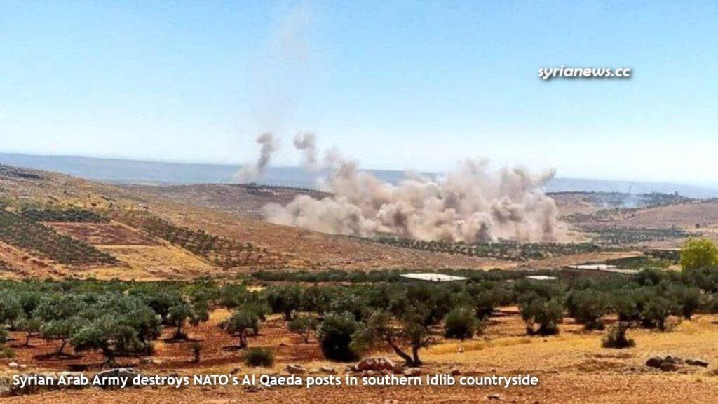 SAA Syrian Arab Army destroys NATO al Qaeda posts in southern Idlib countryisde