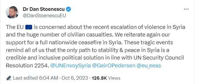 Colonial EU envoy against Syria also wants ceasefire
