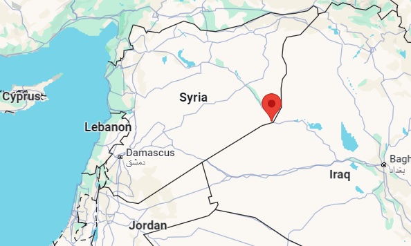 Map showing al Tanf, from where Israel's bomber jets took off.