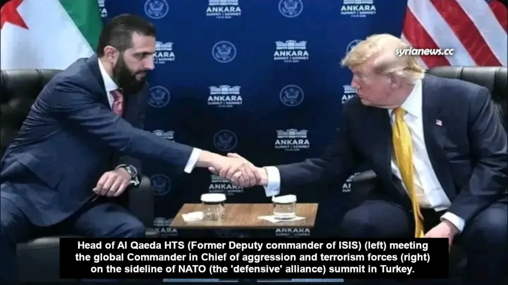 Golan sold to Israel -Trump meets head of Al Qaeda HTS and former deputy head of ISIS in Syria Al Jolani in NATO summit, Turkey