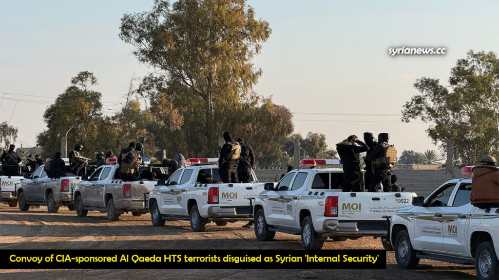 Convoy of CIA-sponsored Al Qaeda HTS terrorists disguised as Syrian 'Internal Security'
